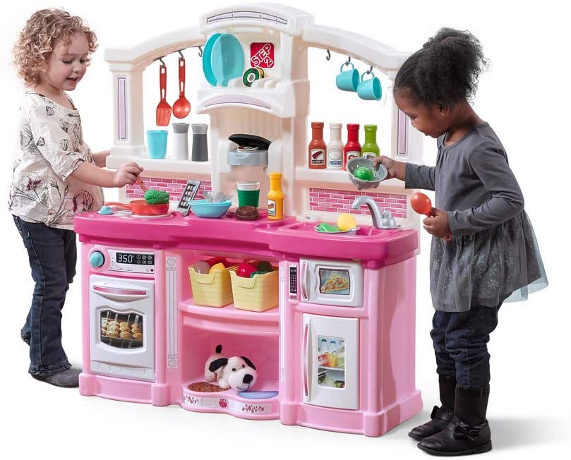 Photo 1 of Step2 Fun with Friends Kitchen | Pink Kitchen with Realistic Lights & Sounds |Play Kitchen Set | Pink Kids Kitchen Playset & 45-Pc Kitchen Accessories Set
