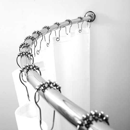 Photo 1 of BINO Expandable Curved Shower Curtain Rod, Polished Chrome - 48" to 72" - Adjustable Bathroom Curved Shower Rod Pole
