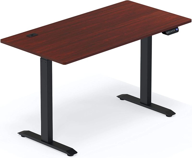 Photo 1 of SHW 55-Inch Large Electric Height Adjustable Standing Desk, 55 x 28 Inches, Cherry
