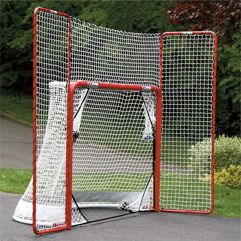 Photo 1 of EZ Goal Folding Hockey Training Goal Net w/ Backstop, Targets, & Shooter Tutor , Red/White, 2-Inch
