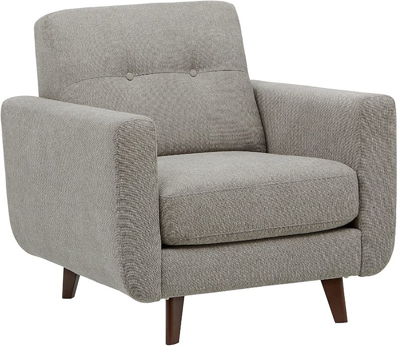Photo 1 of Amazon Brand – Rivet Sloane Mid-Century Modern Living Room Armchair, 32.7"W, Pebble Grey
