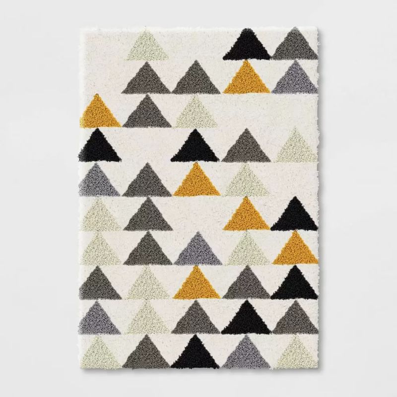 Photo 1 of 5'x7' Triangles Shag Rug Black/Cream - Pillowfort
slightly dirty from shipping 
