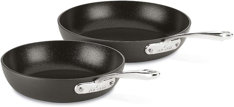 Photo 1 of All-Clad Essentials Nonstick Hard Anodized Fry Pan, 2-Piece, Grey

