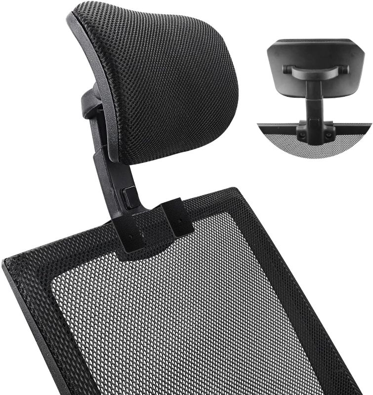 Photo 1 of Office Chair Headrest Attachment Universal, Head Support Cushion for Any Desk Chair, Elastic Sponge Head Pillow for Ergonomic Executive Chair, Adjustable Height & Angle Upholstered, Chair Not Included
