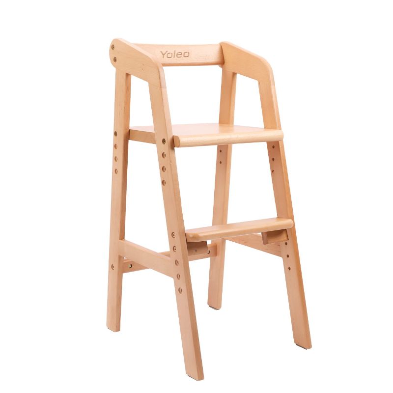 Photo 1 of Yoleo High Chair Wooden for Toddlers Junior Childs, Sturdy Durable Dining Feeding Chair That Grows with Your Child with Steps, 1-12 Years Old Max 60kg (Natural Color)
