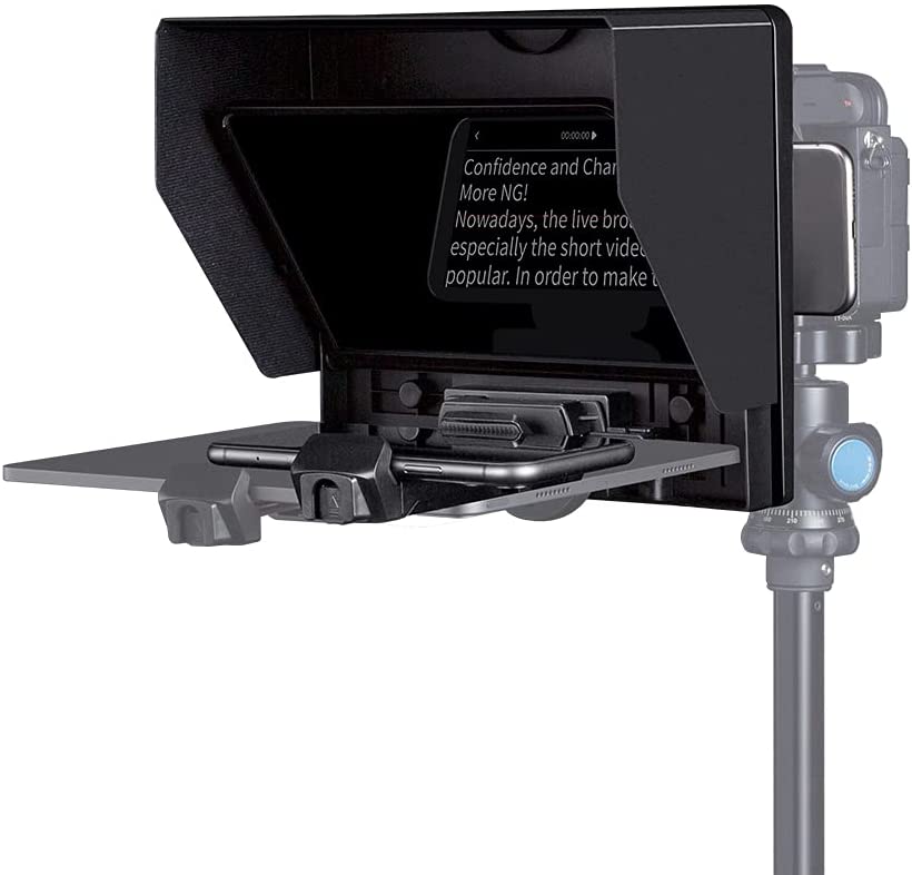 Photo 1 of  Portable Teleprompter for Smartphone Tablet Prompter Support Phone, DSLR Camera Video Recording for Live Streaming Interview Speech with Remote Control Lens Adapter Rings APP