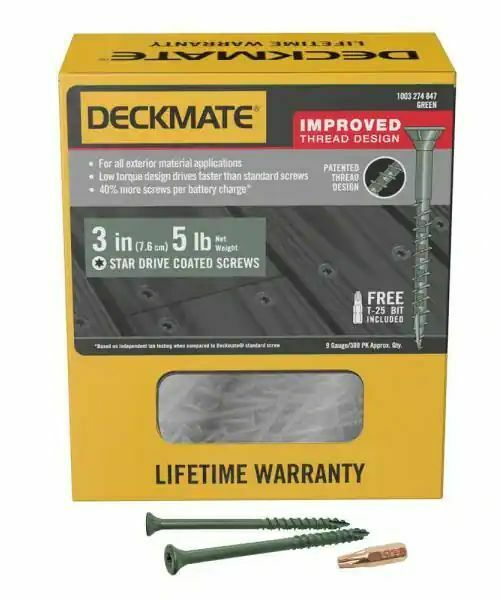 Photo 1 of 2 PACK, Deckmate  3-inch Exterior Self-Starting Wood Deck Screws 5-Pound Box #9 (Green)
