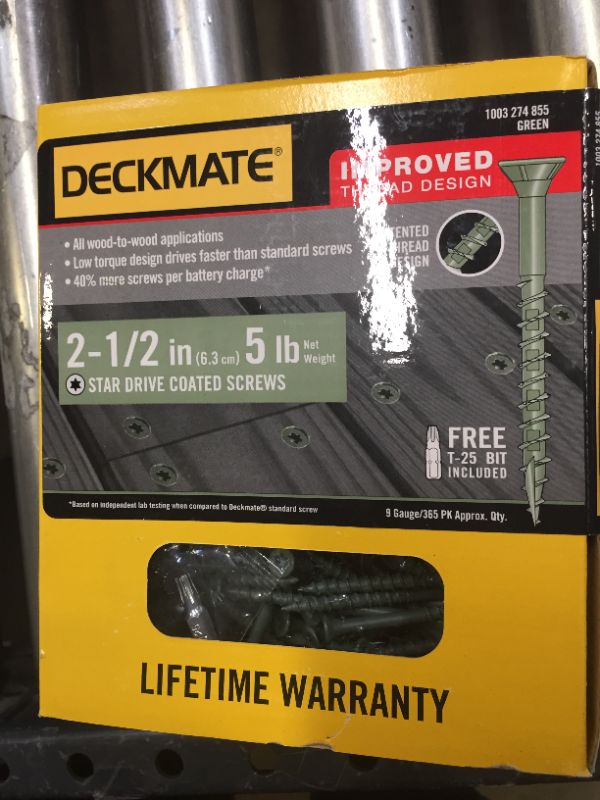 Photo 1 of 2 PACK OF 2-1/2 in. Green Exterior Self-Starting Star Flat-Head Wood Deck Screws #9 (5 lbs./435 pcs)
