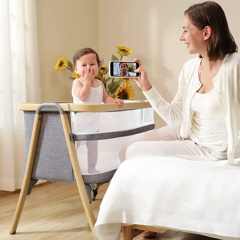 Photo 1 of AMKE Baby Bassinets,Bedside Sleeper for Baby, Portable Baby Crib for Safe Co-Sleeping, Baby Bed for Baby Infant Newborn,Travel Bag Included (Wood Grain - 2 in 1)

