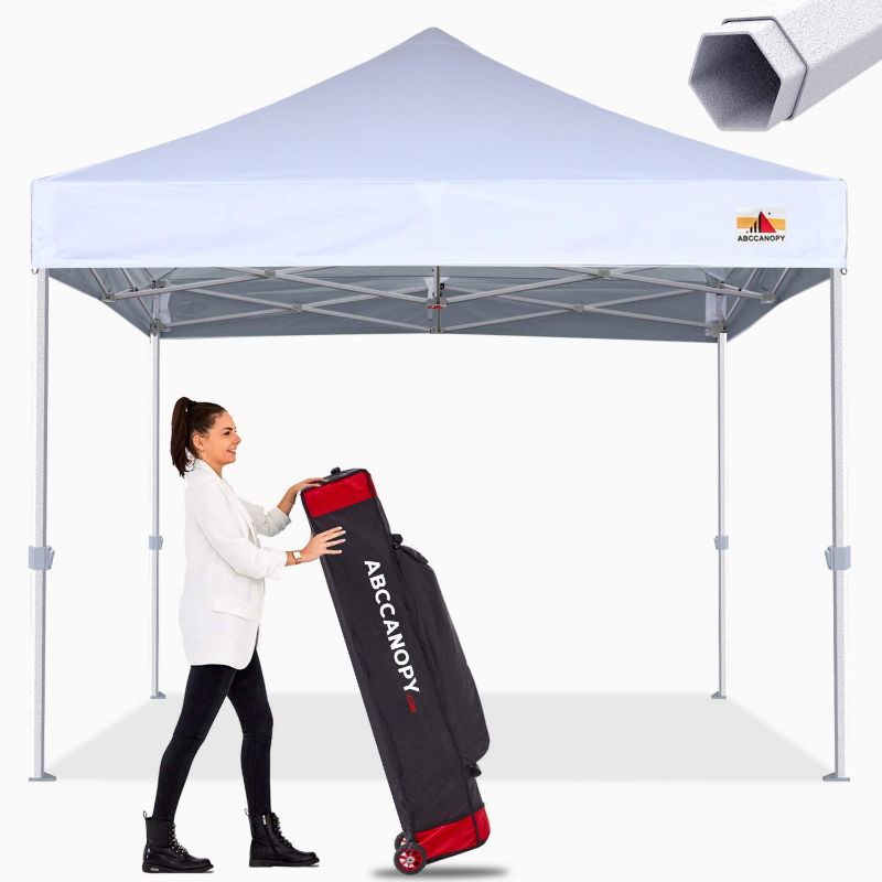 Photo 1 of ABCCANOPY Commercial Ez Pop Up Canopy Tent Premium-Series, White
Size: Unknown. Missing Hardware. 