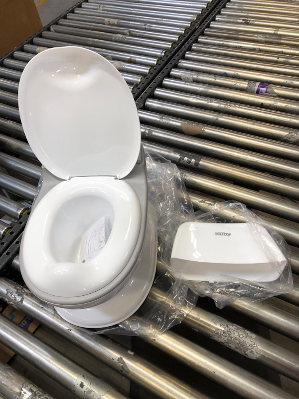 Photo 1 of Nuby My Real Potty Training Toilet with Life-Like Flush Button & Sound for Toddlers & Kids, White/Gray
