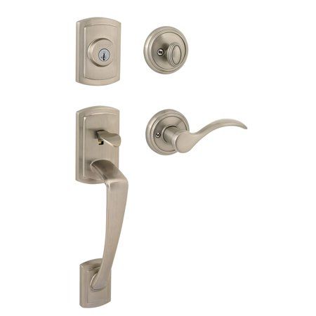 Photo 1 of Baldwin Nautica Single Cylinder Front Door Handleset Featuring SmartKey Security in Satin Nickel, Prestige Series with Traditional Door Hardware and Tobin Lever
