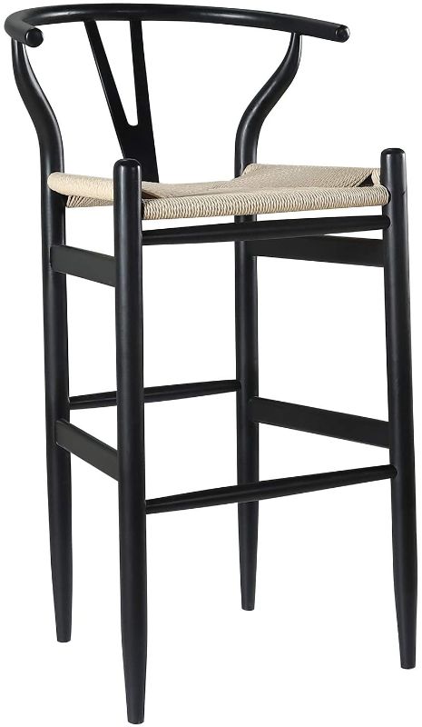 Photo 1 of Amazon Brand – Stone & Beam Wishbone Barstool, 42.2"H, Beech Wood, Black / Natural
