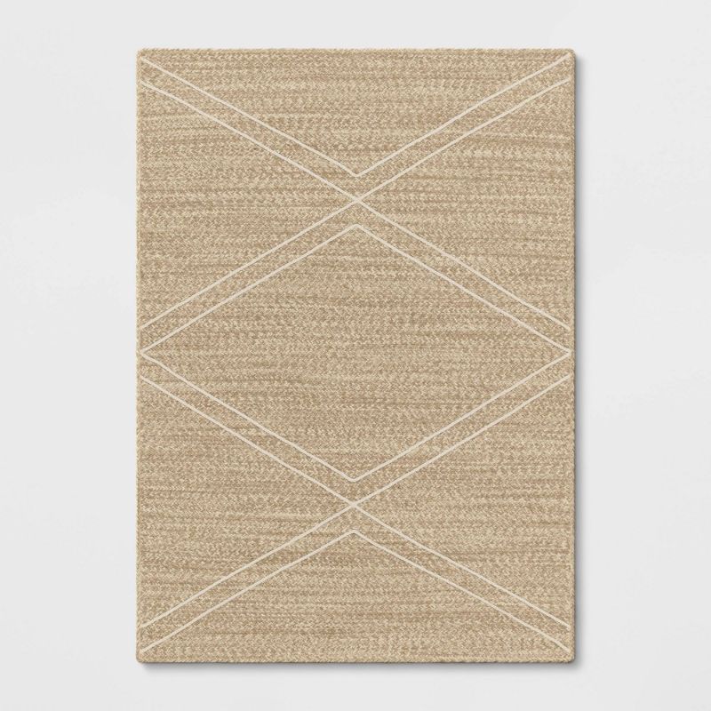 Photo 1 of 5' x 7' Geometric Braided Outdoor Rug Neutral/Ivory - Project 62