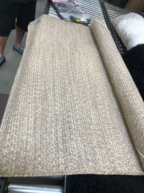 Photo 2 of 5' x 7' Geometric Braided Outdoor Rug Neutral/Ivory - Project 62