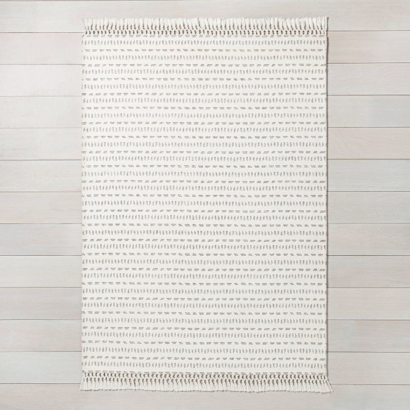 Photo 1 of 7' x 10' Pattern Stripe Area Rug Jet Gray / Sour Cream - Hearth & Hand