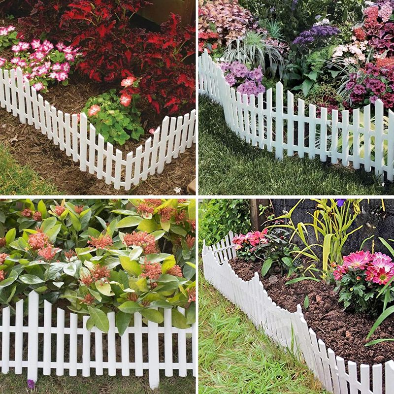 Photo 1 of 6 Pack Garden Fence Edging,Garden Picket Fence, Picket Fence for Christmas Tree Flower Bed