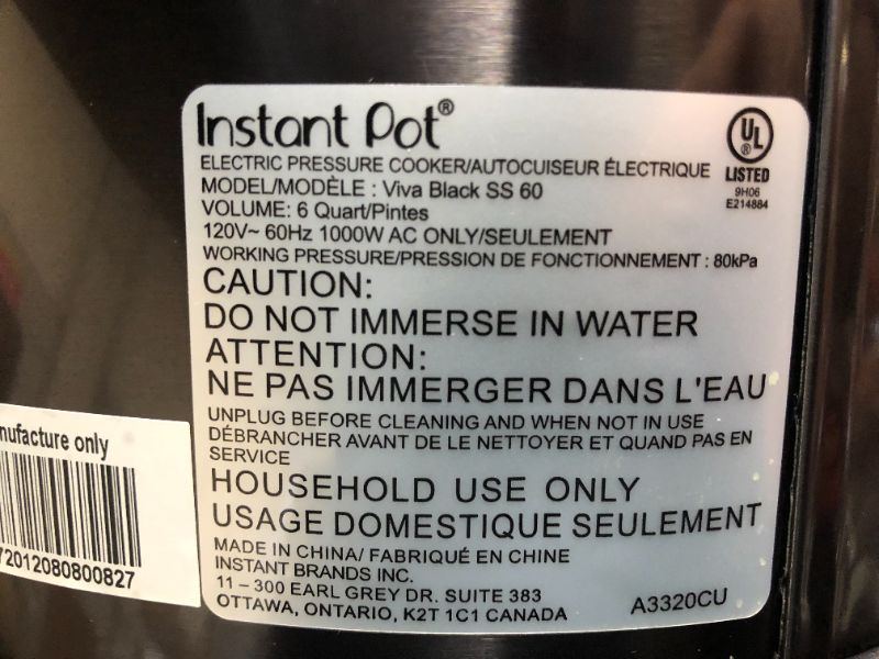 Photo 4 of Instant Pot Duo 7-in-1 Electric Pressure Cooker, Slow Cooker, Rice Cooker, Steamer, Sauté, Yogurt Maker, Warmer & Sterilizer, 6 Quart, Stainless Steel/Black