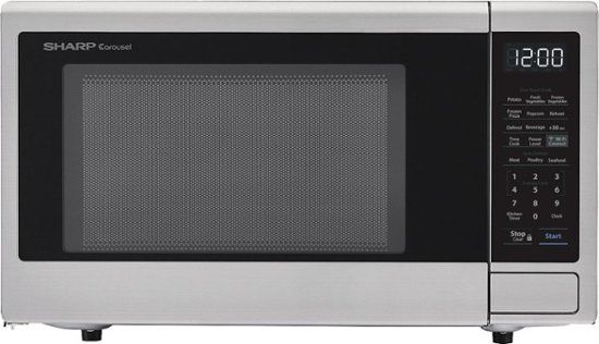 Photo 1 of Sharp - Carousel 1.1 Cu. Ft. Microwave with Amazon Alexa - Stainless steel, MINOR DENT IN BACK 
