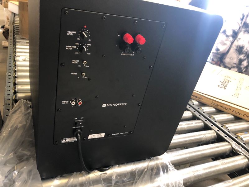 Photo 4 of Monoprice SW-12 400 Watt RMS 600 Watt Peak Powered Subwoofer - 12in, Ported Design, Variable Phase Control, Variable Low Pass Filter, for Home Theater, MINOR USE 
