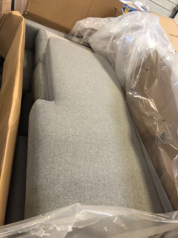 Photo 4 of Amazon Brand – Rivet Revolve Modern Upholstered Sofa with Reversible Sectional Chaise, 80"W, Grey Weave
