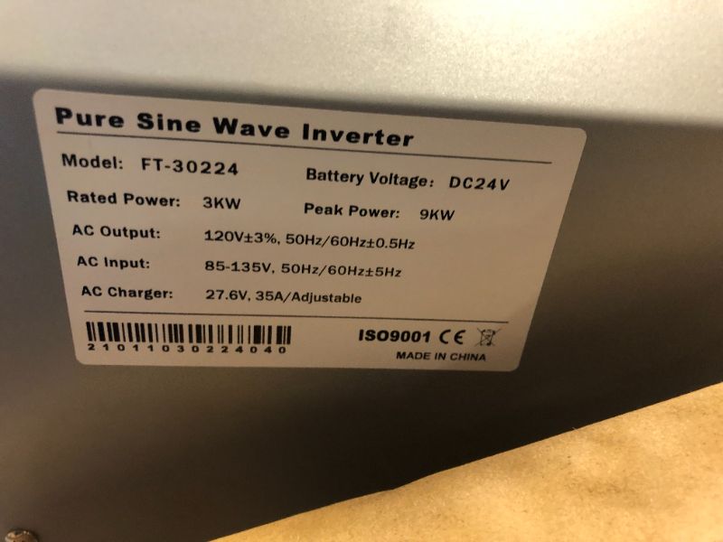 Photo 6 of 3000W Peak 9000W Pure Sine Wave Power Inverter DC 24V AC to 120V with Battery AC Charger ,Off Grid Solar Inverter, Low Frequency RV Inverter, FACTORY SEALED PRIOR 
