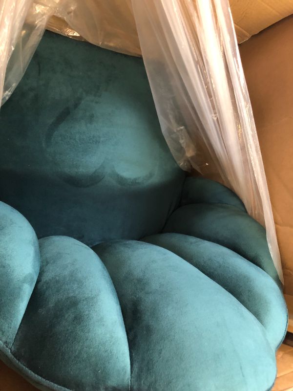 Photo 4 of Amazon Brand – Rivet Sheena Glam Tufted Velvet Shell Chair, 23.5"W, Teal, POSSIBLY MISSING FULL HARDWARE SET 
