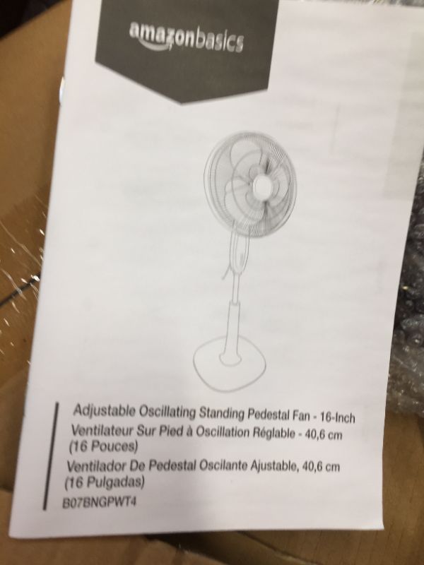 Photo 2 of Amazon Basics Oscillating Dual Blade Standing Pedestal Fan with Remote - 16-Inch