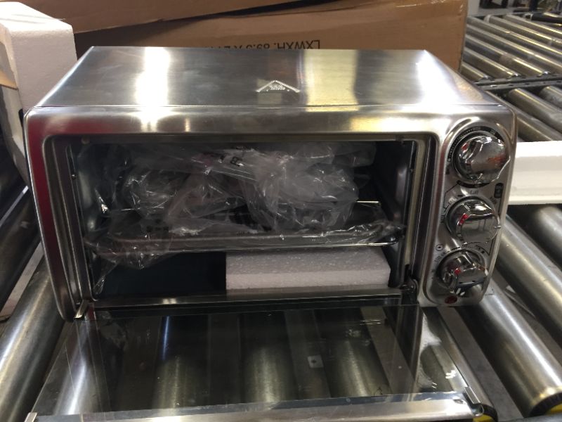 Photo 1 of Hamilton Beach 4-Slice Countertop Toaster Oven with Bake Pan, Stainless Steel (31143)
