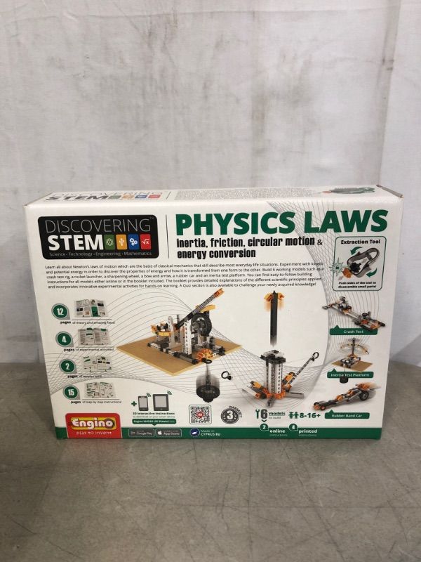 Photo 2 of Engino ENG-STEM902 Physics Laws-Inertia, Friction, Circular Motion and Energy Conservation Building Set (118 Piece) Blue
