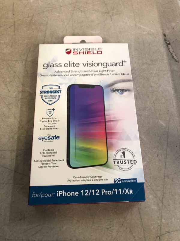 Photo 2 of ZAGG InvisibleShield Glass Elite VisionGuard- for iPhone 12 Pro, iPhone 12, iPhone 11, iPhone XR - Impact Protection, Scratch Resistant, Fingerprint Resistant, clear (200106669)
