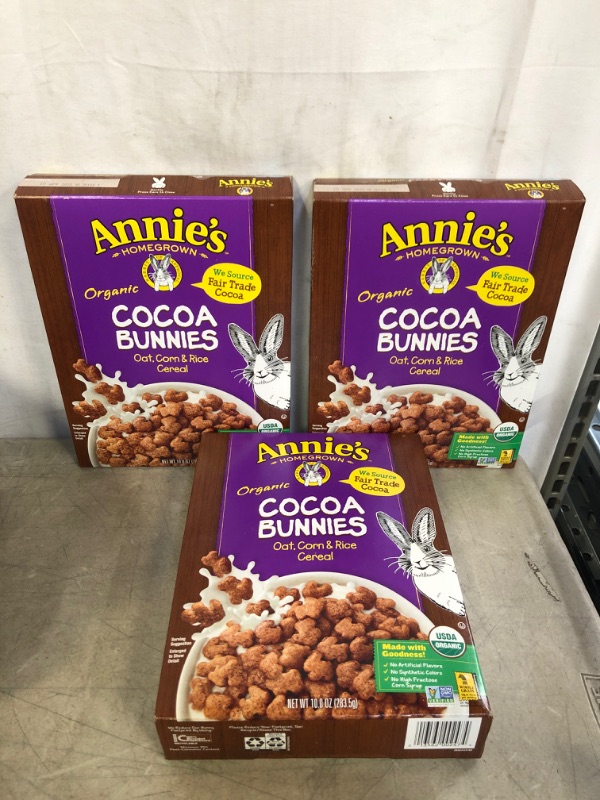 Photo 2 of Annie's Organic Cocoa Bunnies Breakfast Cereal, 10 oz
EXP 04/10/22, 3 COUNT