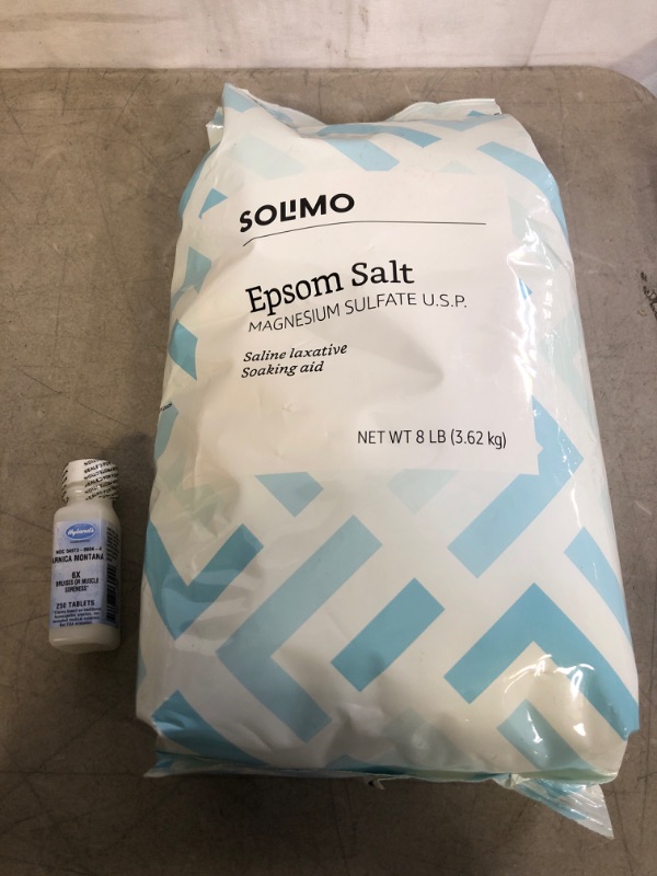 Photo 1 of 2PC LOT,
Hyland's Arnica Montana 6x -- 250 Tablets

Amazon Brand - Solimo Epsom Salt Soak, Magnesium Sulfate USP, 8 Pound (B07NJPMVG9)
