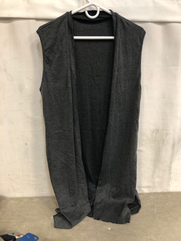 Photo 1 of WOMEN'S GREY LONG, SLEEVELESS OPEN FRONT CARDIGAN, SIZE M