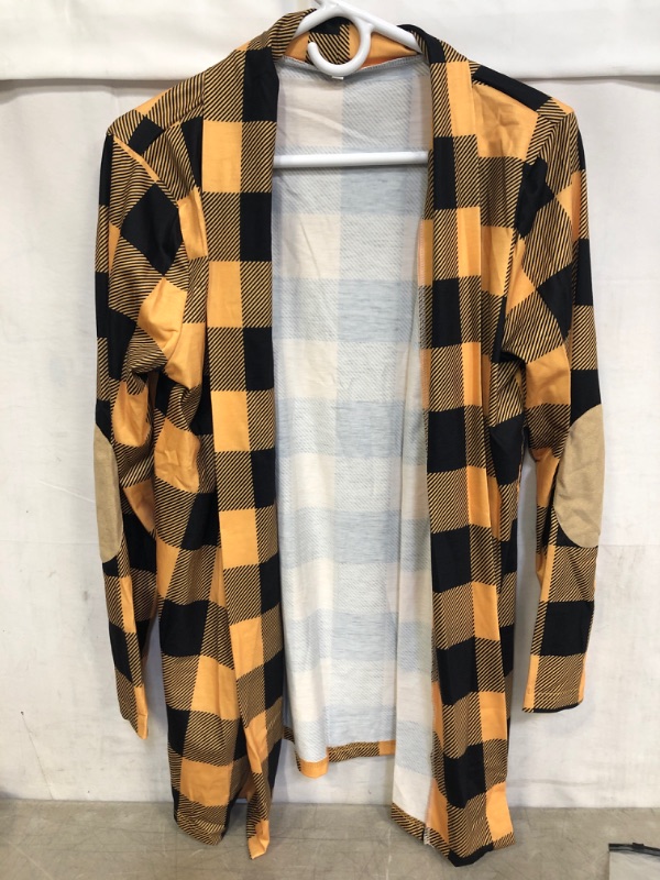 Photo 1 of WOMEN'S YELLOW/BLACK PLAID CARDIGAN, SIZE S