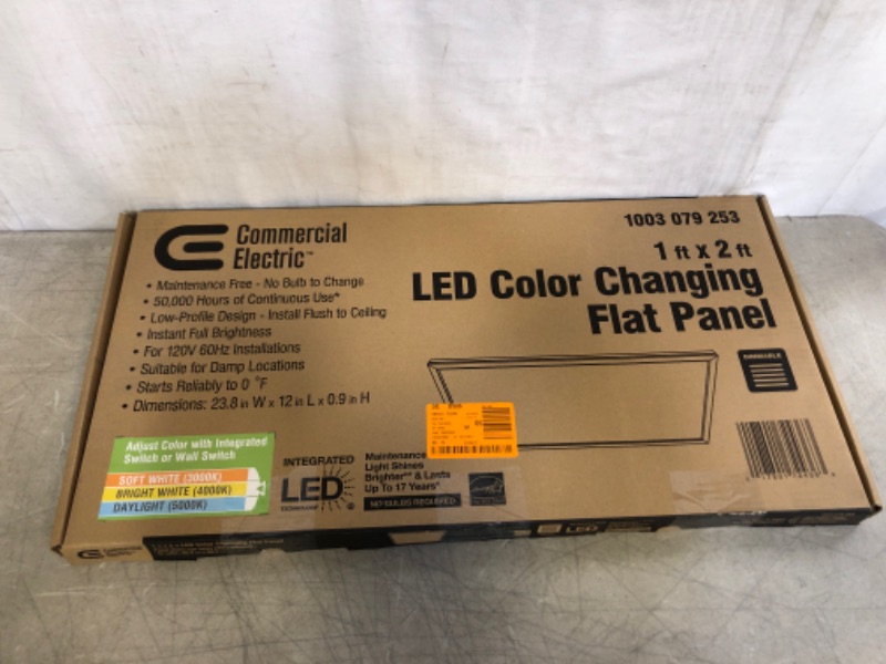 Photo 5 of 1 ft. x 2 ft. 23-Watt Dimmable White Integrated LED Edge-Lit Flat Panel Flush Mount Light with Color Changing CCT
