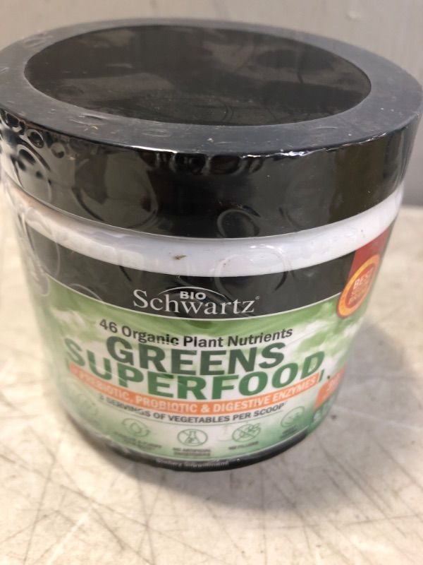 Photo 2 of Chlorophyll Rich Super Greens Organic Powder with Probiotics Prebiotics & Digestive Enzymes - 43+ Green Superfoods Alfalfa Bilberry Spirulina Chlorella - Dr Approved Keto Friendly Vegan Supplement