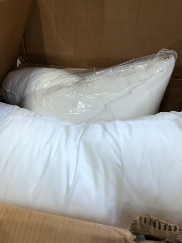 Photo 1 of Amazon Basics Down-Alternative Pillows, Soft Density for Stomach and Back Sleepers - Standard (Pack of 2), White (20 X 36)