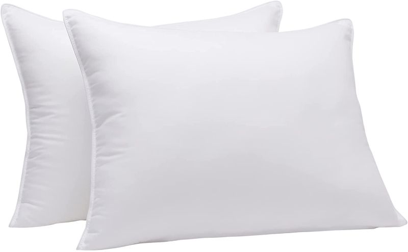 Photo 1 of Amazon Basics Down-Alternative Pillows, Soft Density for Stomach and Back Sleepers - Standard (Pack of 2), White (20 X 36)