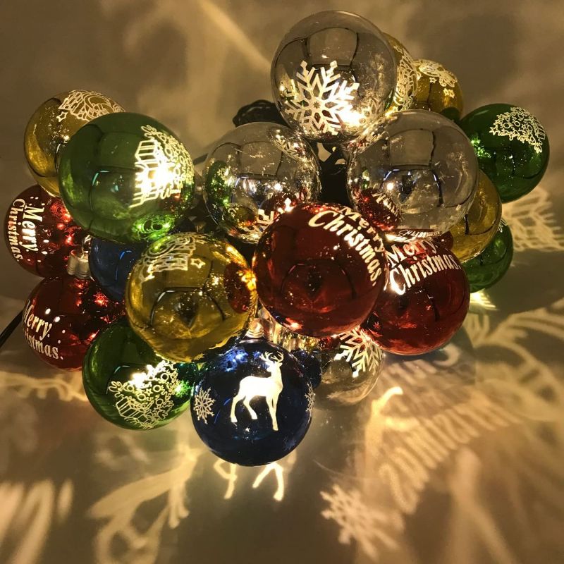 Photo 1 of LED Christmas Tree Ball Lights, 2022 New Years Decoration Ornament String Light 2 in 1, 28 Feet UL Listed Plug in Glass Globe Hanging Light with 25 Bulbs for Living Room Bedroom Indoor Outdoor
