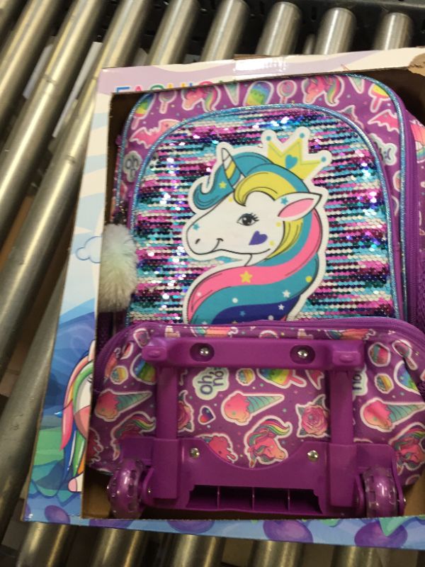 Photo 1 of Kids Suitcase for Girls, Unicorn Rolling Travel Carry on Luggage for Toddler Children with Wheels

