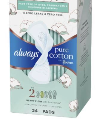 Photo 1 of Always Pure Cotton Heavy Unscented Maxi Pads - Size 2

