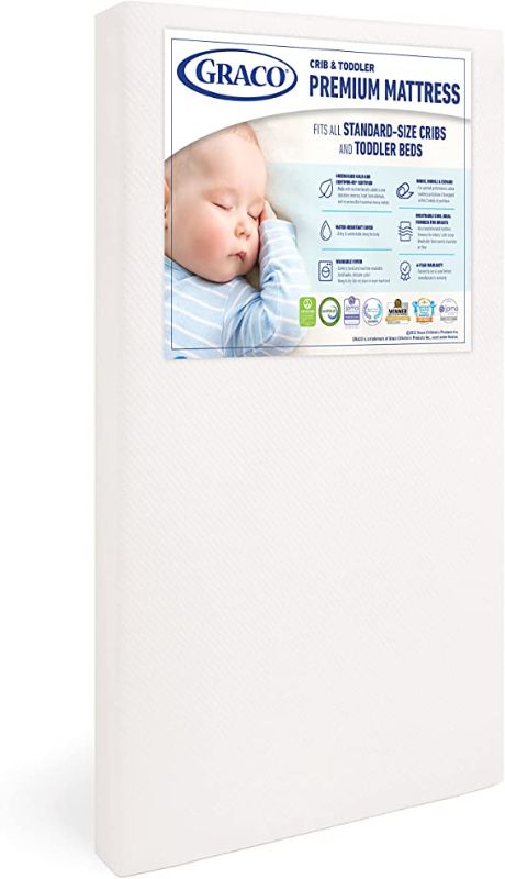 Photo 1 of Graco Premium Foam Crib & Toddler Mattress – 2021 Edition, GREENGUARD Gold and CertiPUR-US Certified, 100% Machine Washable, Breathable, Water-Resistant Cover, Recommended Firmness for Infants

