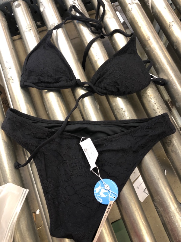 Photo 1 of Cupshe Black Textured Bikini Set 