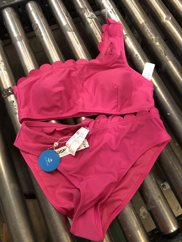 Photo 2 of Seaside Holiday Scalloped One Shoulder and High Waist Bikini Set --- size medium 