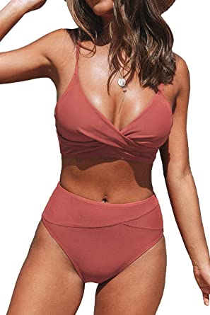 Photo 1 of Cupshe womens high waist v neck bikini set 