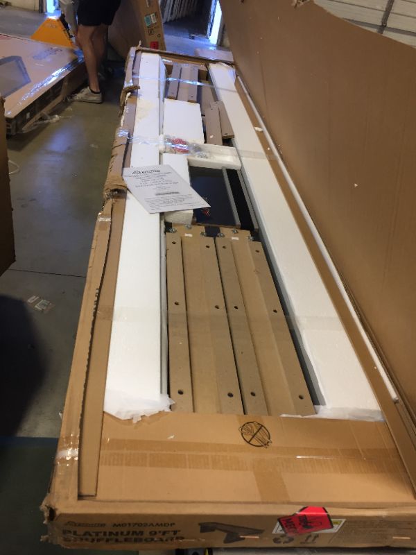 Photo 1 of Atomic 9’ Platinum Shuffleboard Table with Poly-coated Playing Surface for Smooth, Fast Puck Action and Pedestal Legs with Levelers for Optimum Stability and Level Play
