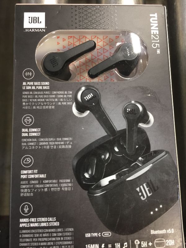 Photo 3 of JBL Tune 215TWS True Wireless Earbud Headphones - JBL Pure Bass Sound, Bluetooth, 25H Battery, Dual Connect (Black)