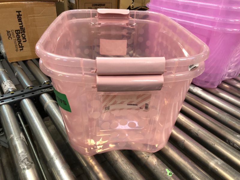 Photo 2 of Bella Storage Solution 40qt Utility Storage Bins Pink **Missing LIDS**

