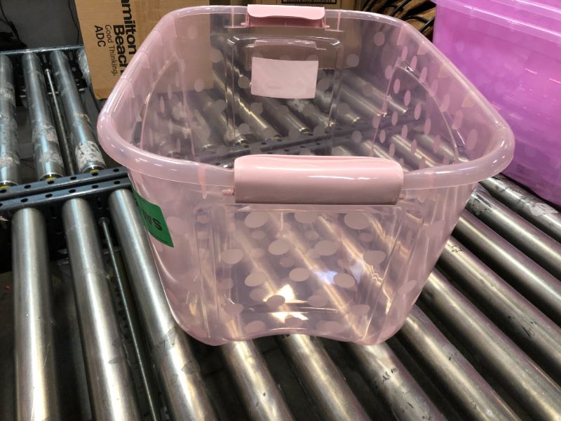 Photo 3 of Bella Storage Solution 40qt Utility Storage Bins Pink **Missing LIDS**

